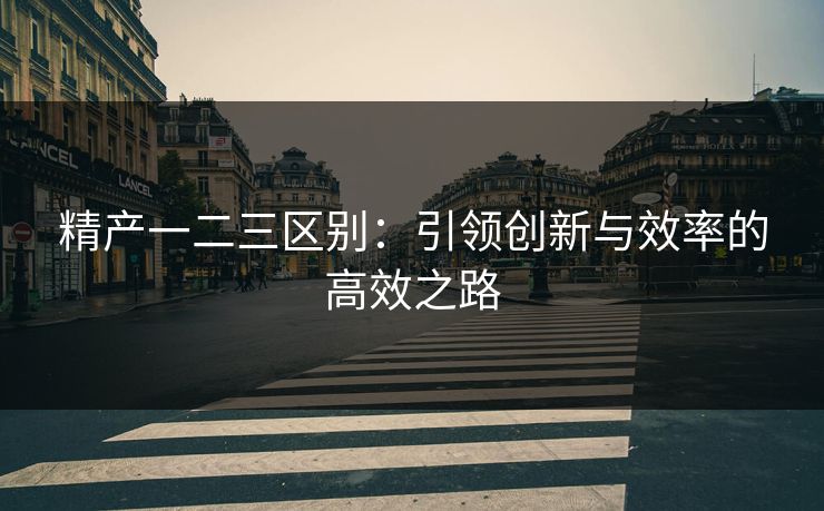 精产一二三区别：引领创新与效率的高效之路
