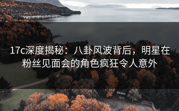 17c深度揭秘：八卦风波背后，明星在粉丝见面会的角色疯狂令人意外