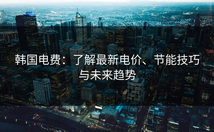 韩国电费：了解最新电价、节能技巧与未来趋势