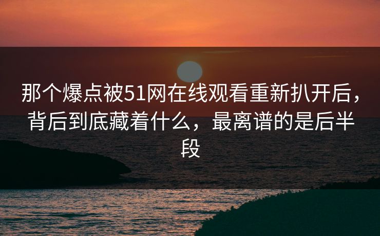 那个爆点被51网在线观看重新扒开后，背后到底藏着什么，最离谱的是后半段