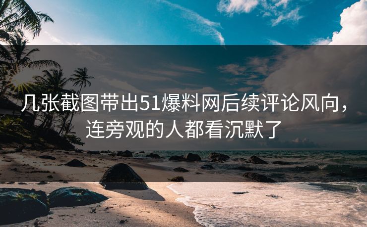 几张截图带出51爆料网后续评论风向，连旁观的人都看沉默了
